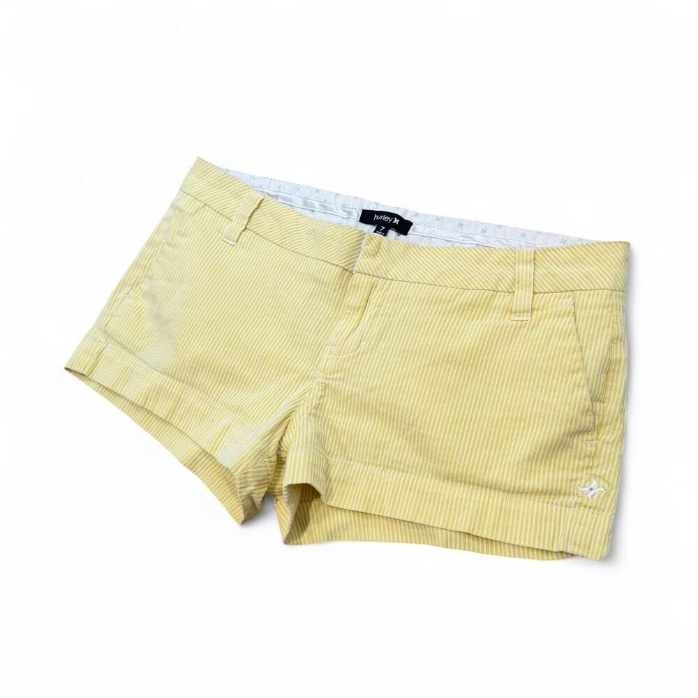 Y2K Hurley Preppy Yellow Striped Mini Shorts